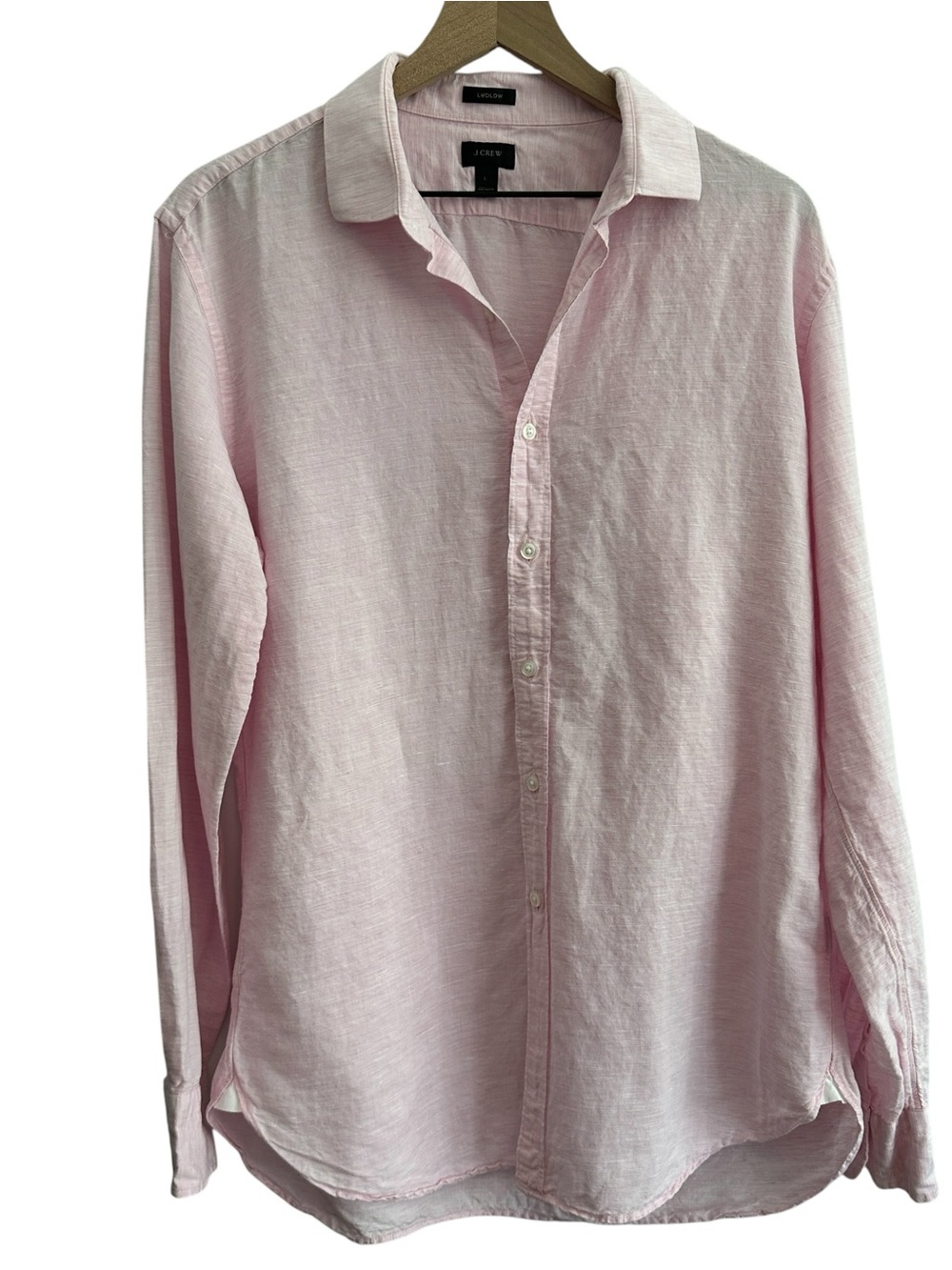 J. Crew Men Shirt Large Pink Ludlow Baird McNutt Linen Blend Travel  Relaxed